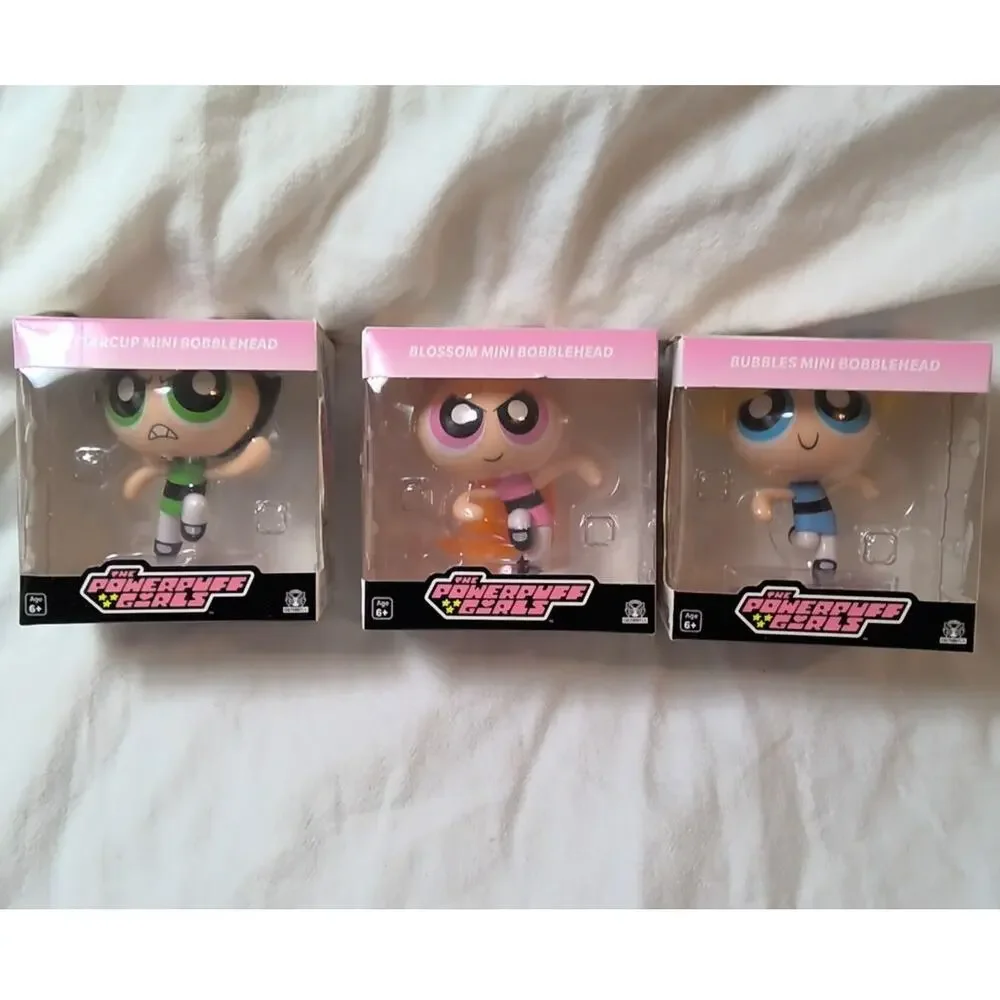 Lot of 3 NIB Powerpuff Girls Mini Bobblehead Figures Blossom, Bubbles, Buttercup